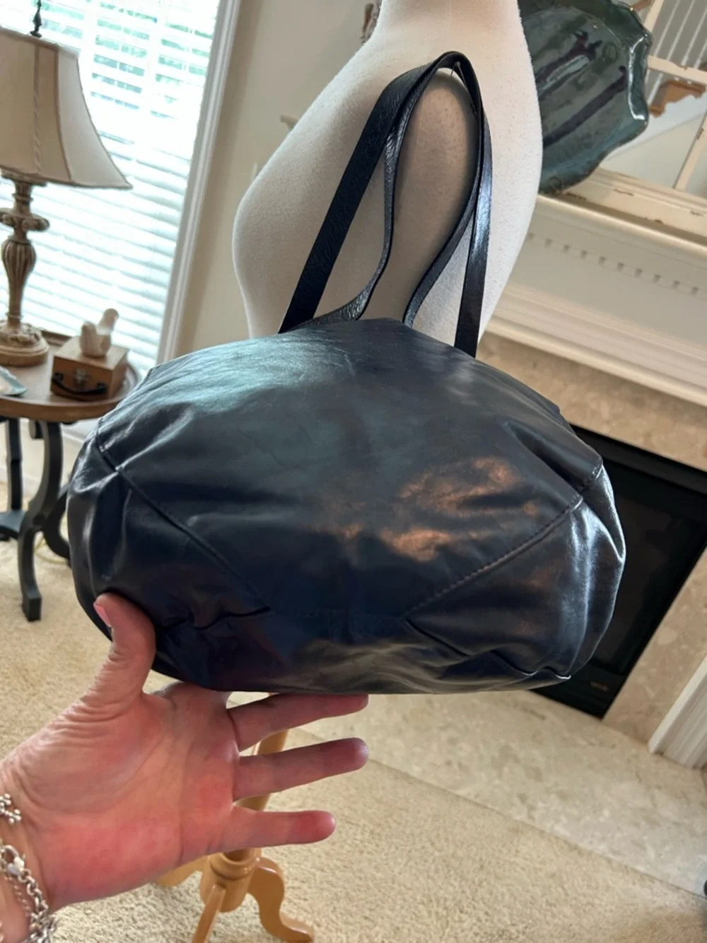 Latigo Navy Leather Tote Bag